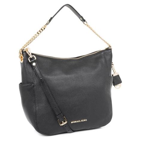 michael kors chandler black chain hobo bag|Michael Kors Chandler Black Leather Hobo Shoulder Bag .